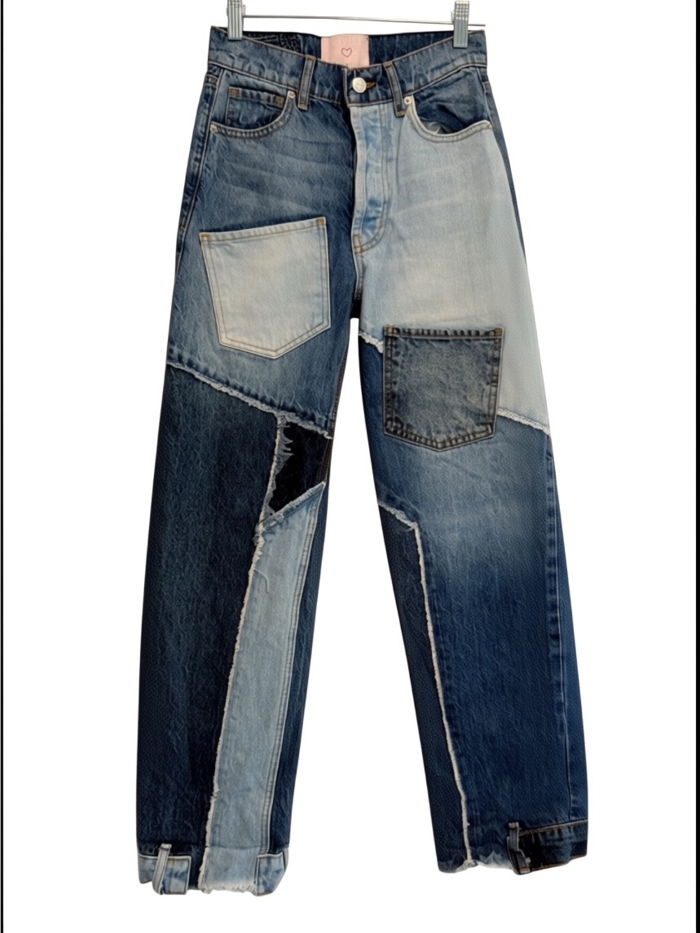 REVICE Denim Patchwork Straight Leg Jeans Women’s Size 25 Retro Festival Y2K